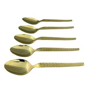 Trocadero Gold Toned Stainless Flatware - 5 Soup Spoons 7" - Korea